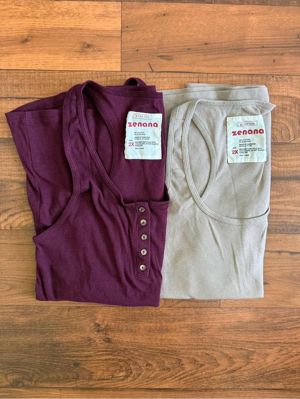 NWOT Zenana Ribbed Tank Tops - Burgundy and Light Taupe